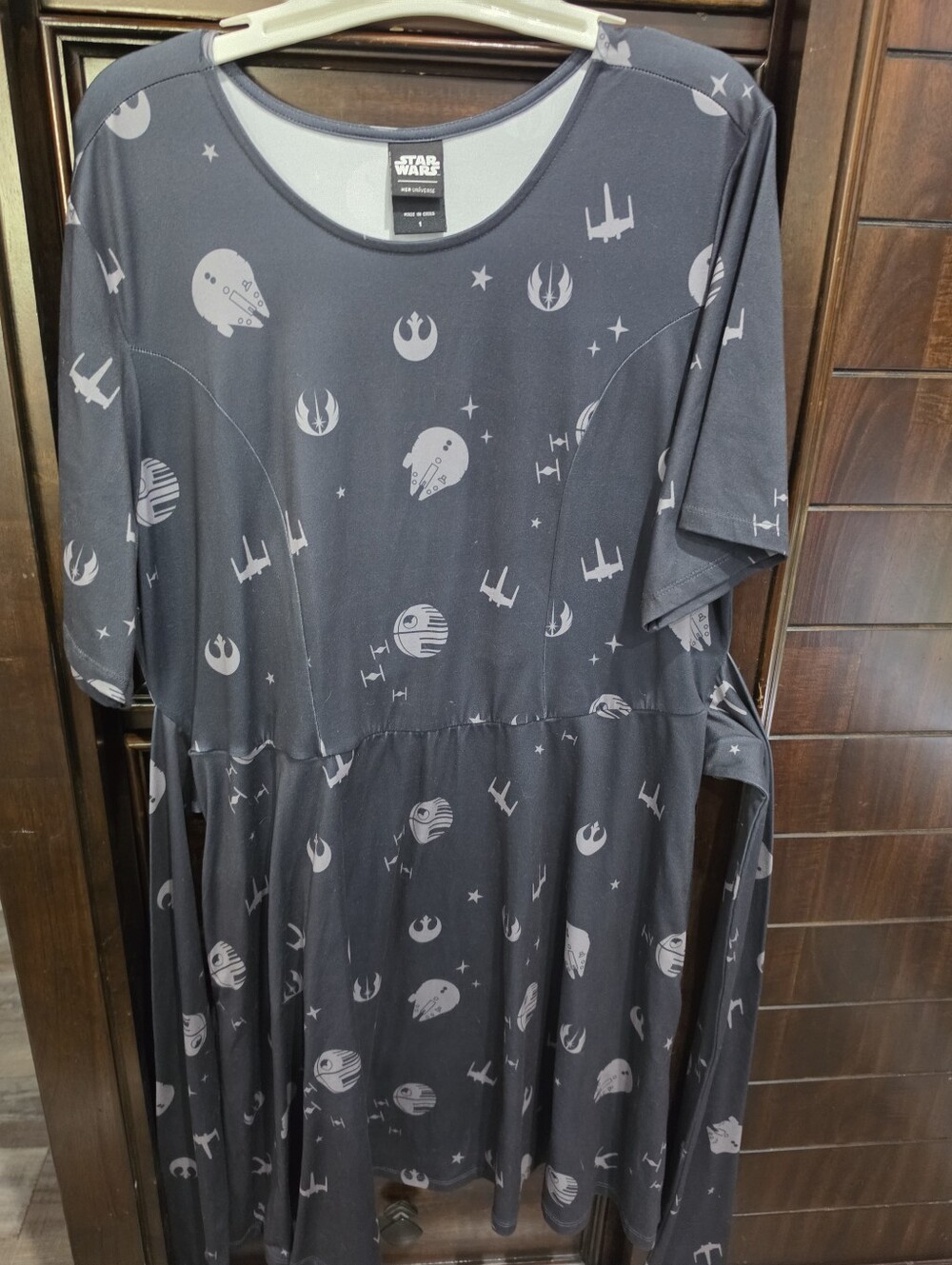 Star Wars Girls' Black and Light Gray Rebel Ships Tie-Waist Dress